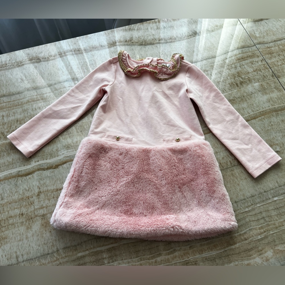 Janie and Jack Pink Long Sleeve dress with Ruffle Detail